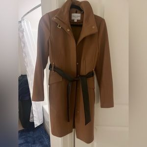 Cole Haan Trench Brown Coat with Dark Brown Leather